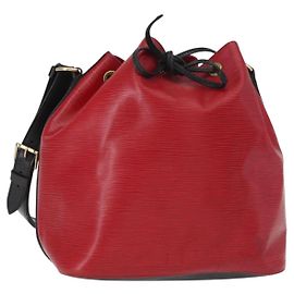 LOUIS VUITTON Borsa a Spalla Petit Noé Epi Bicolore Nero Rosso M44017 LV Auth ka511
