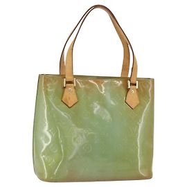 LOUIS VUITTON Bolso de Mano Monogram Vernis Houston Azul Bebé M91005 LV Auth ka476