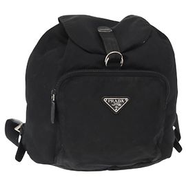 Mochila PRADA de nylon preta e prata autêntica bs31366