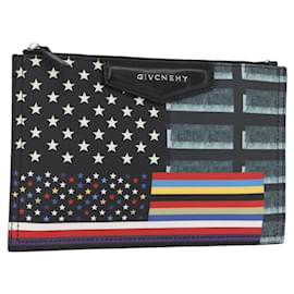 Borsa Clutch GIVENCHY in pelle nera argento Auth BA8441 - Givenchy