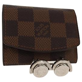 LOUIS VUITTON Set di Bracciali Damier Ebene Argento LV Auth BA8383V