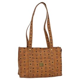 Borsa Tote Vicetos Logogram MCM in pelle PVC marrone e oro Auth BA8430