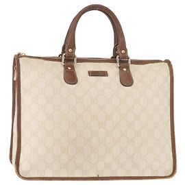 Gucci Borsa GG Supreme in PVC crema e oro 190259 Auth ka255