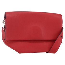 Hermès HERMES Opry 24 Borsa a Spalla in Pelle Rossa Argento Auth 154087SM