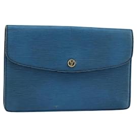 LOUIS VUITTON Clutch Montaigne 27 Epi Blu M52655 LV Auth 154577 - Louis Vuitton