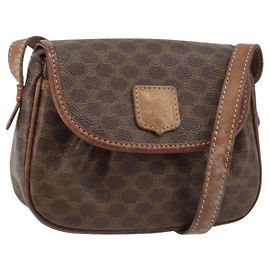 Céline CELINE Macadam Canvas Schultertasche aus PVC-Leder Braun Gold Auth 157688