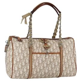 Sac à chaîne romantique en toile Trotter Christian Dior PVC beige argent authentique 156248