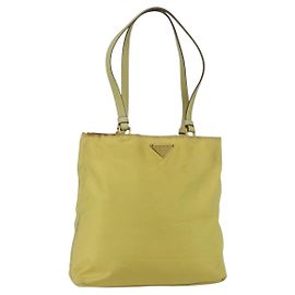 Borsa Tote PRADA in nylon giallo oro Auth 157782