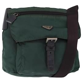 PRADA Shoulder Bag Nylon Green Silver Auth 156244 - Prada