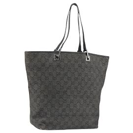 Borsa a Spalla GG Canvas Gucci Nera Argento 31243 Auth 148685