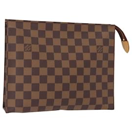 LOUIS VUITTON Poche Toilette 26 Damier Ebene N47543 Auth LV 154300