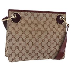 Borsa a Spalla GG Canvas Gucci Beige Oro 120841 Auth 153898