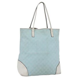 GUCCI GG Canvas Tote Bag Outlet Hellblau 263345 Auth 153956