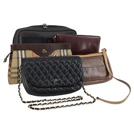 Alfred Dunhill Dunhill BALLY Burberry ETRO Borsa Pelle Tela 5 Set Nero Auth yk19616