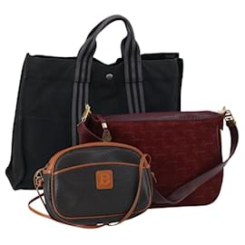Hermès HERMES Borsa Givenchy Bally Set 3 in Tela Camoscio PVC Beige Bordeaux Auth bs31062