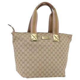 GUCCI GG Canvas Sherry Line Tote Bag Beige Pink 131231 Auth 153359