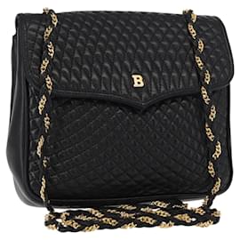 BALLY Borsa a Spalla a Catena Pelle Nera Oro Auth 153967 - Bally