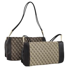 Autre Marque Bolso de Hombro Bottega Veneta de Lona 2 Set Beige Marrón Auth bs31060