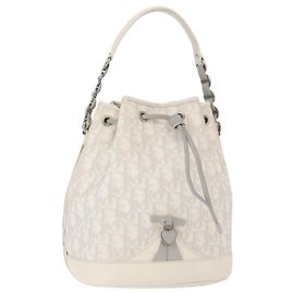 Christian Dior Trotter Romantic Chain Shoulder Bag PVC White Silver Auth 151343V
