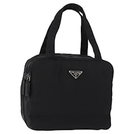 Borsa a mano PRADA in nylon nero argento Auth BA7771