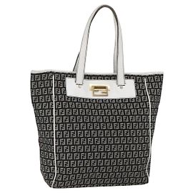 FENDI Zucchino Canvas Tote Bag Schwarz Auth ep12149
