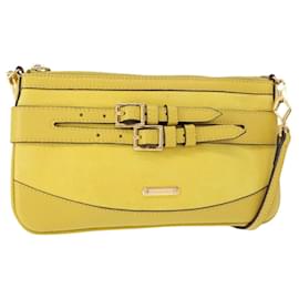 Burberry Borsa a spalla in pelle giallo oro Auth ka283