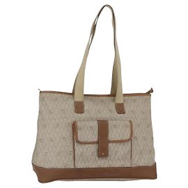 Christian Dior Borsa tote in tela a nido d'ape in pelle PVC beige Auth ep12002