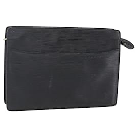 LOUIS VUITTON Pochette Uomo Epi Borsa a Clutch Nera M52522 LV Auth BA8471