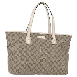 Gucci Borsa Tote GG Supreme in PVC beige argento 211137 Auth bs30938