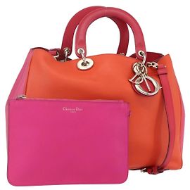 Borsa a Mano Christian Dior Diorissimo in Pelle 2way Arancione Oro Auth bs30974