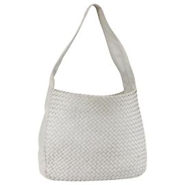 Autre Marque Borsa a Spalla in Pelle Bianca e Argento INTRECCIATO di BOTTEGA VENETA Auth bs30958