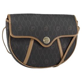 Borsa a spalla in tela a nido d'ape PVC nera e oro Auth BA7695 Christian Dior