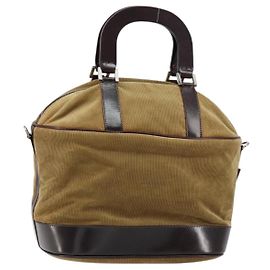 Borsa a Mano FENDI Velluto Beige Argento Auth bs31008