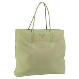 Prada Tote Bag aus Nylon Khaki Silber authentisch bs31019