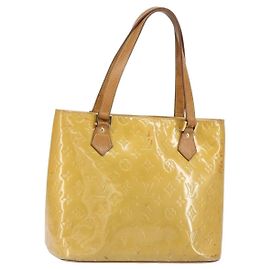 LOUIS VUITTON Bolso de Mano Houston Monogram Vernis Beige M91004 LV Auth bs30905