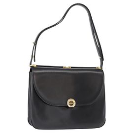 BALLY Borsa a Spalla in Pelle Nera e Oro Auth BA7813