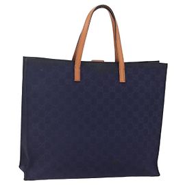 Borsa tote in tela GG Gucci in nylon blu navy 355732 Auth BA7774