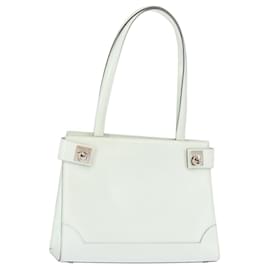 Céline Borsa Tote in pelle argento e bianco Auth 152230