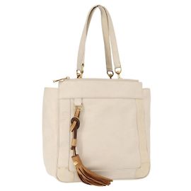 Chloé Eden Tote Bag aus Leder in Weiß und Gold Auth th6490