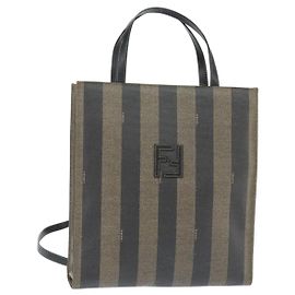 Borsa a mano in tela Pecan FENDI PVC 2 in 1 Nero Marrone Auth gh1157