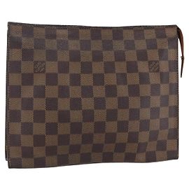 LOUIS VUITTON Poche Toilette 26 Damier Ebene N47543 Auth LV 148766