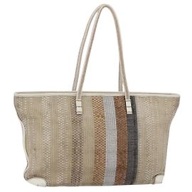 Borsa Tote FENDI in tela beige oro Auth bs30403