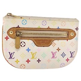 LOUIS VUITTON Monogram Multicolor Pochette MM Tasche Weiß M60028 LV Auth 146245