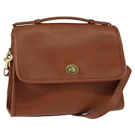 Borsa a mano Coach in pelle 2 in 1 marrone oro Auth am9144
