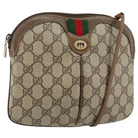 Borsa a Spalla Gucci GG Supreme Web Sherry Line PVC Beige 904 02 047 Auth hk2990