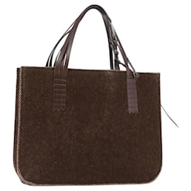 CHANEL Tote Bag Wolle Braun CC Auth 145717