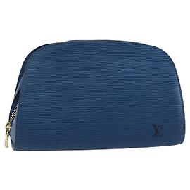 LOUIS VUITTON Pochette Dauphine GM Epi Blu M48435 LV Auth 144943