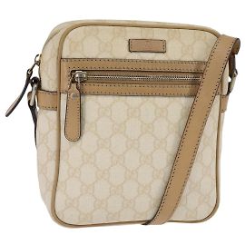 Gucci Borsa a Spalla GG Supreme PVC Beige Oro 233268 Auth gh908