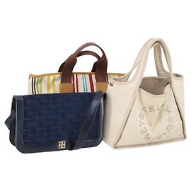 Autre Marque Borsa Stella MacCartney GIVENCHY BALLY in tela e suede 3Set Blu Beige Auth BA6093