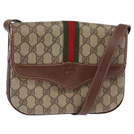 Borsa Sherry Line GG Supreme Web di GUCCI in PVC beige e oro 001 113 6862 Auth 143301